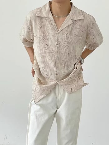 Ing virágos minta, laza szabás, galléros reverrel, félhosszú ujjú, poliészter anyag