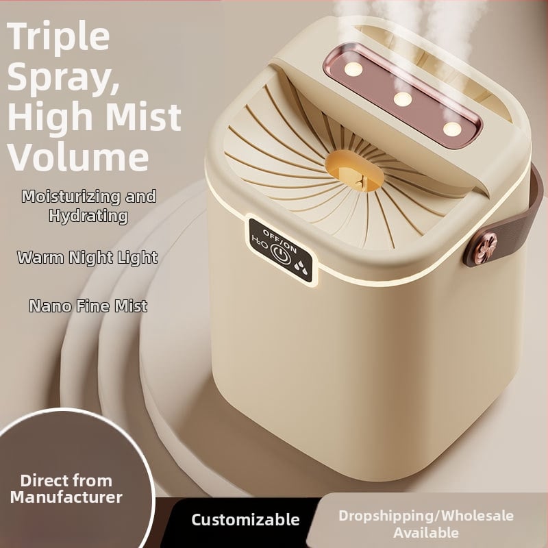 Umidificator USB pentru birou cu 3 duze de ceață, rezervor 1,0–2,5 L, potrivit pentru camere până la 30 m², iluminare ambientală