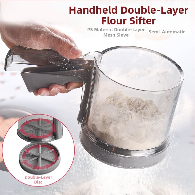 Sită de făină cu două straturi – Yuehua, filtrare semi-automat, sită din plasă pentru cofetărie