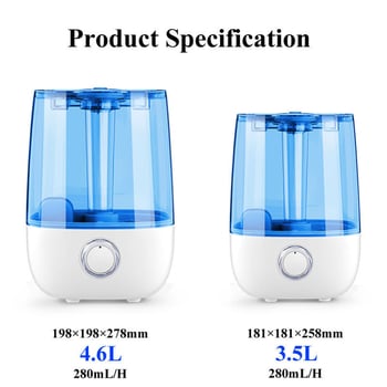 Αρωματικός διαχυτήρας με καθαριστή αέρα για υπνοδωμάτιο, υπέρυθρος υγραντήρας μεγάλης χωρητικότητας, ήσυχος σχεδιασμός; κάλυψη 21–30 m²; δεξαμενή >10 L; θόρυβος <36 dB; λειτουργία: υπερήχων; προστασία από έλλειψη νερού και διακοπή ρεύματος