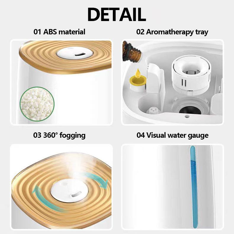 Αρωματικός διαχυτήρας με καθαριστή αέρα για υπνοδωμάτιο, υπέρυθρος υγραντήρας μεγάλης χωρητικότητας, ήσυχος σχεδιασμός; κάλυψη 21–30 m²; δεξαμενή >10 L; θόρυβος <36 dB; λειτουργία: υπερήχων; προστασία από έλλειψη νερού και διακοπή ρεύματος