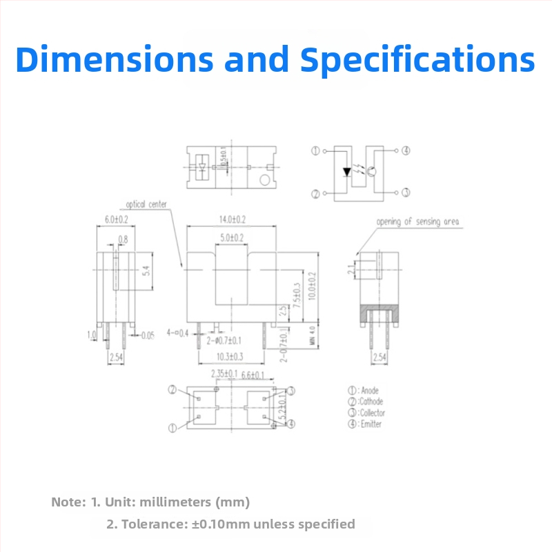ITR9606 Fotookru spínač senzor - slot-type, Direct & Through-Beam, 5 mm vzdialenosť slotu