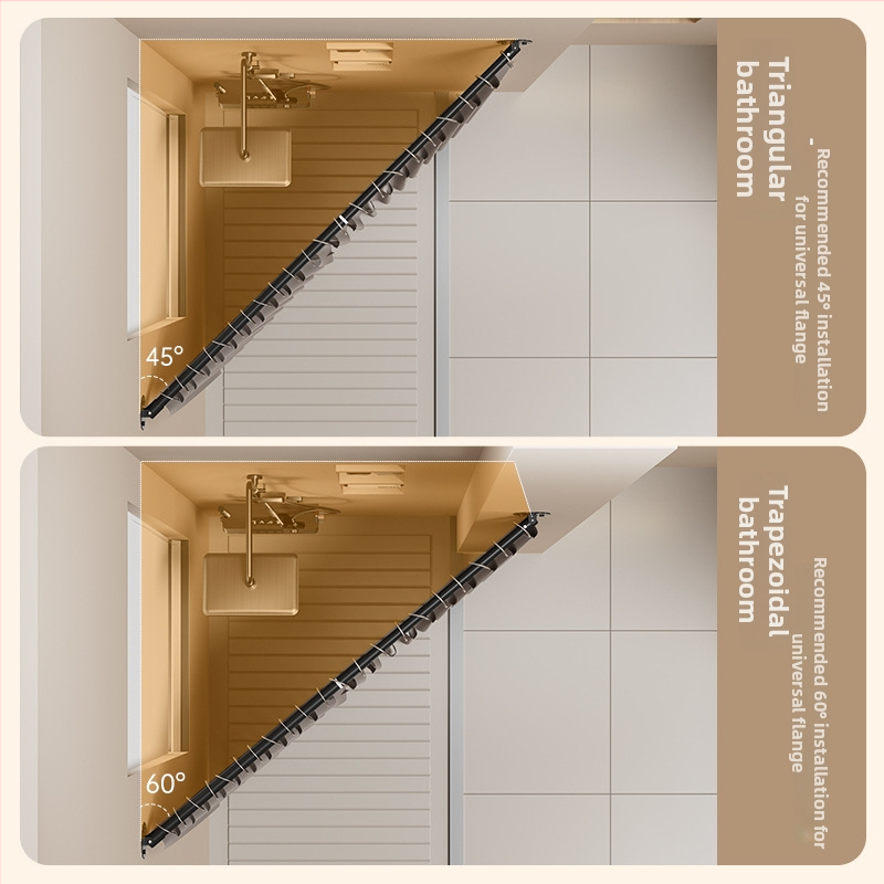 Bară telescopic universală pentru duș, cu unghi, din oțel inoxidabil 201, marca Golden Thoughts, personalizabilă, stil modern minimalist