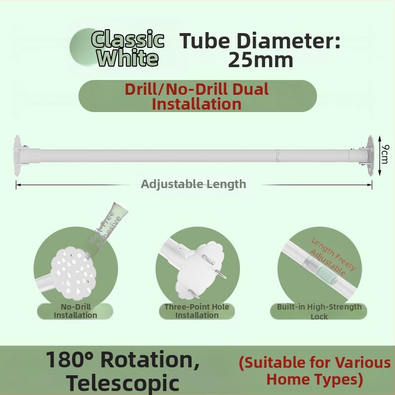 Bară telescopic universală pentru duș, cu unghi, din oțel inoxidabil 201, marca Golden Thoughts, personalizabilă, stil modern minimalist