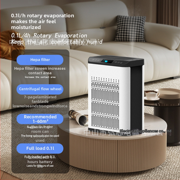 Purificator de aer și umidificator cu HEPA, cărbune activ și ioni negativi, acoperire 41–60 m², rezervor de apă sub 0,5 L, 1 ieșire de ceață, telecomandă, temporizator >8 ore