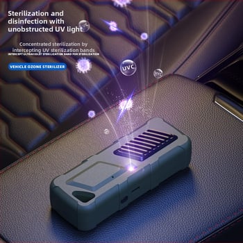 Autó USB-töltésű ózonos dezodoráló és mini légtisztító – negatív ionok, aktív szén, ózon; légáram 50 m3/h, érintéses vezérlés, 10 m²-ig, szűrő nélküli