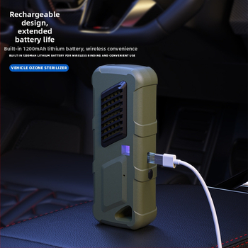 Autó USB-töltésű ózonos dezodoráló és mini légtisztító – negatív ionok, aktív szén, ózon; légáram 50 m3/h, érintéses vezérlés, 10 m²-ig, szűrő nélküli