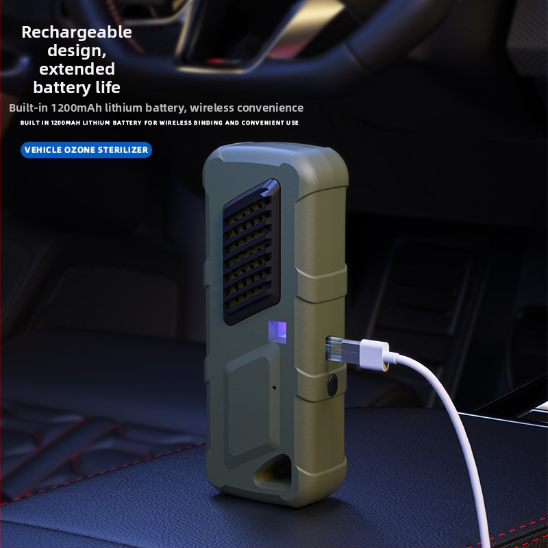 Autó USB-töltésű ózonos dezodoráló és mini légtisztító – negatív ionok, aktív szén, ózon; légáram 50 m3/h, érintéses vezérlés, 10 m²-ig, szűrő nélküli