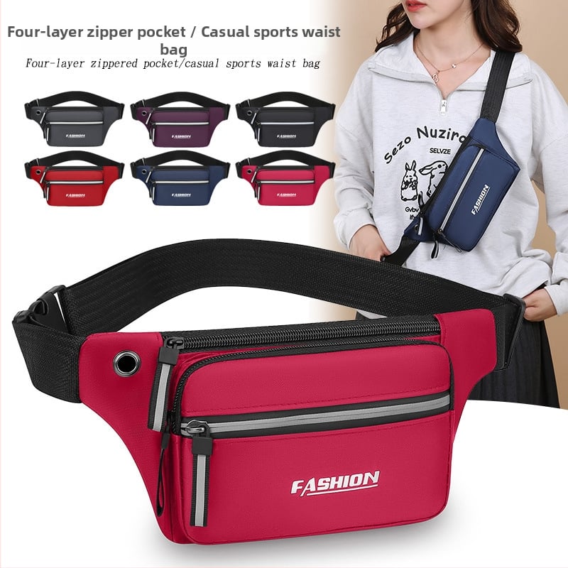 Geantă de talie sport unisex din material Oxford, respirabilă și ultra-ușoară, antibacteriană, pentru sporturi în aer liber, stil stradal, buzunar pentru telefon