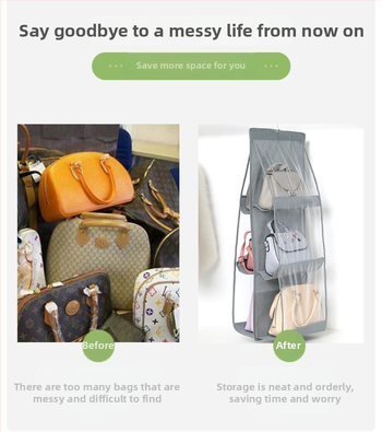 Geantă de depozitare pentru agățat, cu șase straturi, dublă față, formă cubică, țesătură nețesută