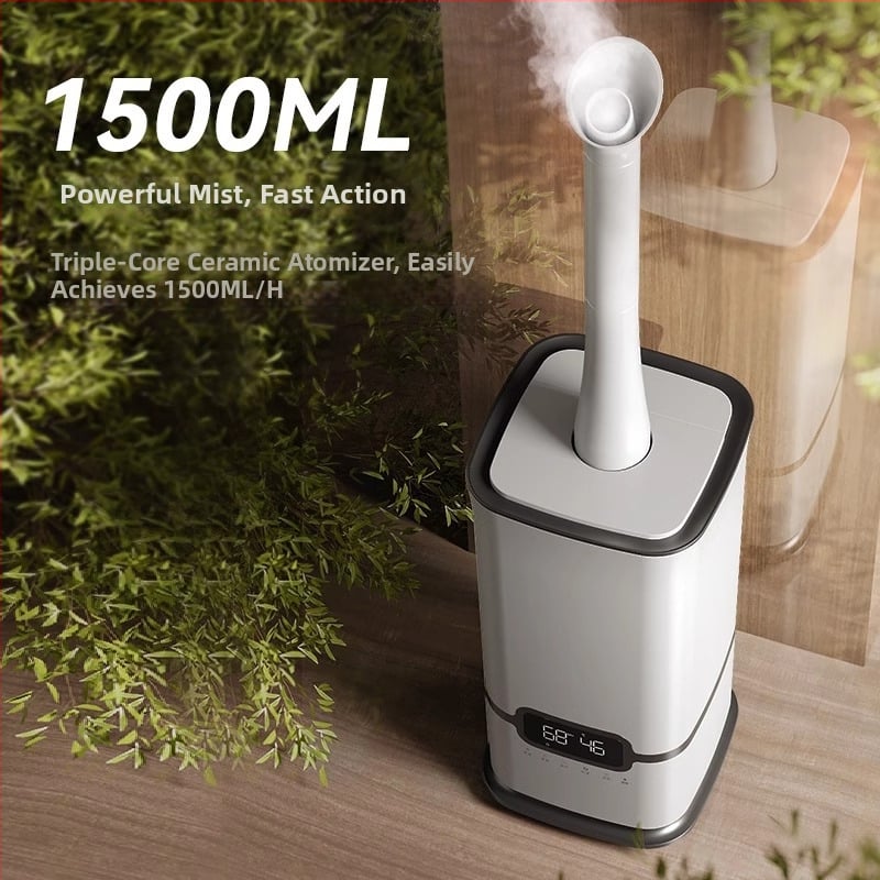 Ipari intelligens párásító sterilizációval és levegőtisztítással, modell H-600, 10 L tartály, alkalmas több mint 60 m²-hez, 3+ párásító kimenet, alacsony zajszintű működés