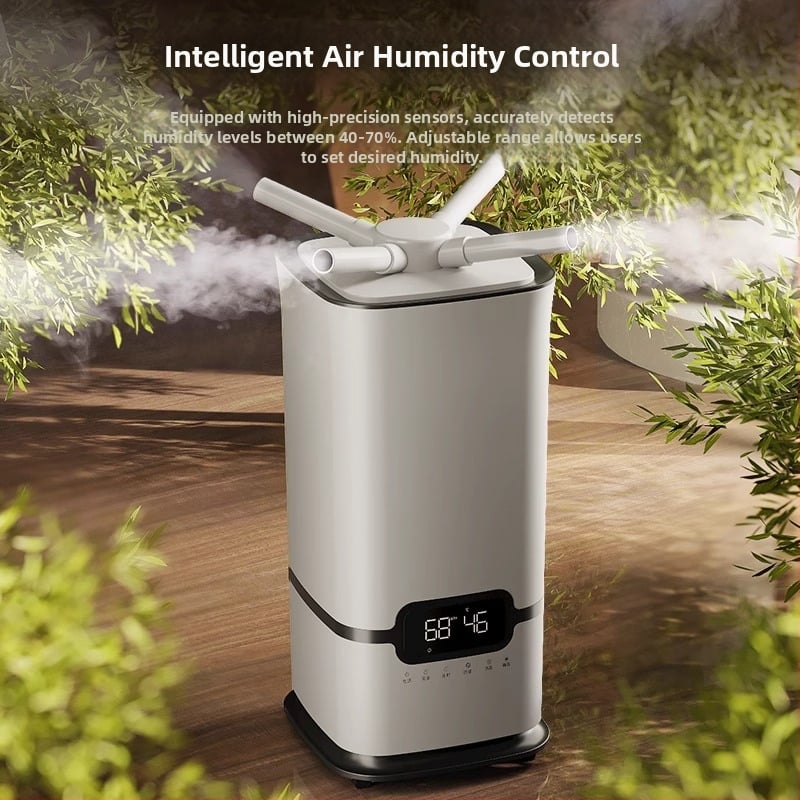 Ipari intelligens párásító sterilizációval és levegőtisztítással, modell H-600, 10 L tartály, alkalmas több mint 60 m²-hez, 3+ párásító kimenet, alacsony zajszintű működés