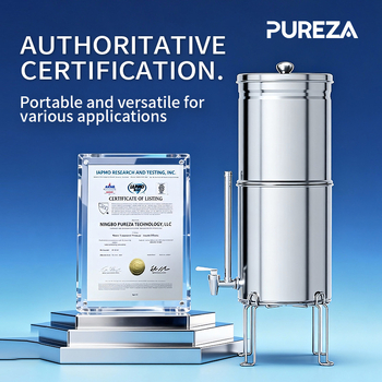 Galeată purificator de apă cu filtrare gravitațională, din oțel inoxidabil, pentru camping și uz casnic/RV