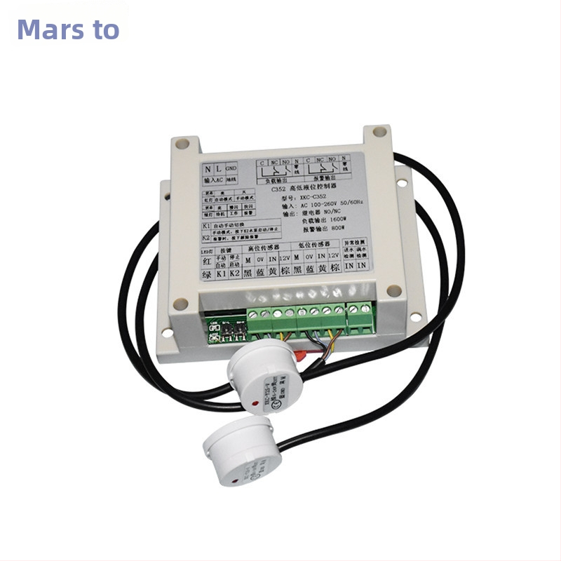 Controlor de nivel lichid fără contact pentru recipiente nemetalice, detecție nivel înalt și scăzut, comutator senzor, seria C352-2p