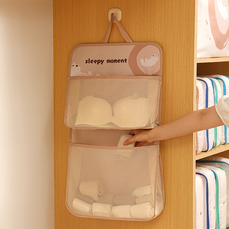 Sac de depozitare atârnat - Dublu nivel, Capacitate mare, Organizator de garderobă pentru dormitor, Pentru lenjerie și haine, Model 1490