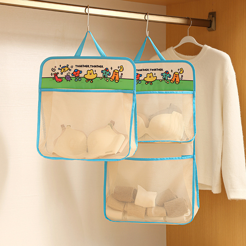 Sac de depozitare atârnat - Dublu nivel, Capacitate mare, Organizator de garderobă pentru dormitor, Pentru lenjerie și haine, Model 1490