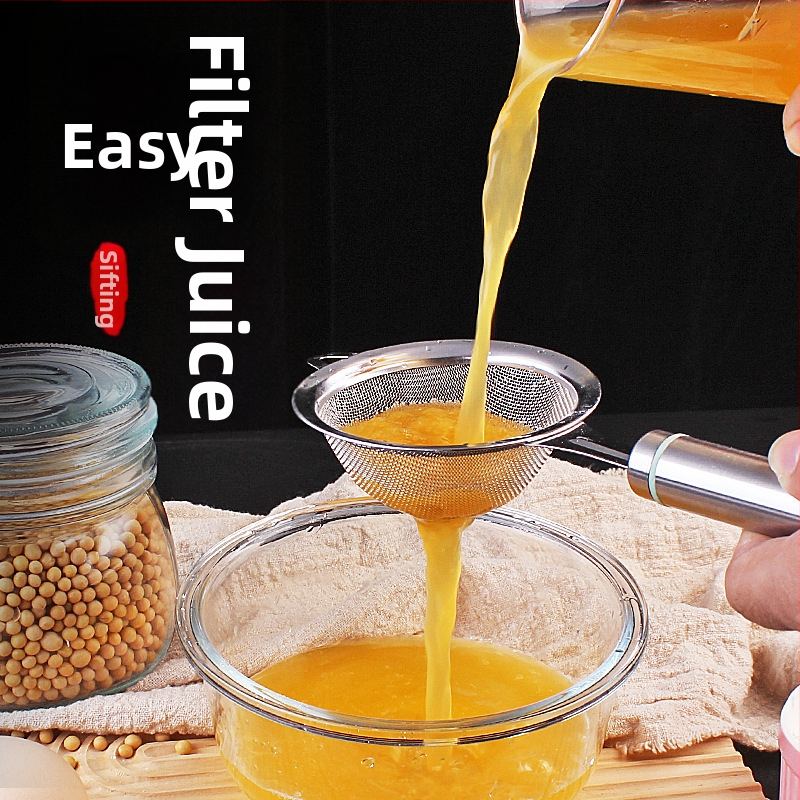 Lingură-filtru din oțel inoxidabil 304 pentru făină și lapte de soia, design cu cârlig unic