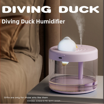 Umidificator de birou cu design rață scufundătoare, lampă ambientală, USB, model QSY01, pentru spații până la 10 m², rezervor ≤0,5 L, 1 ieșire ceață