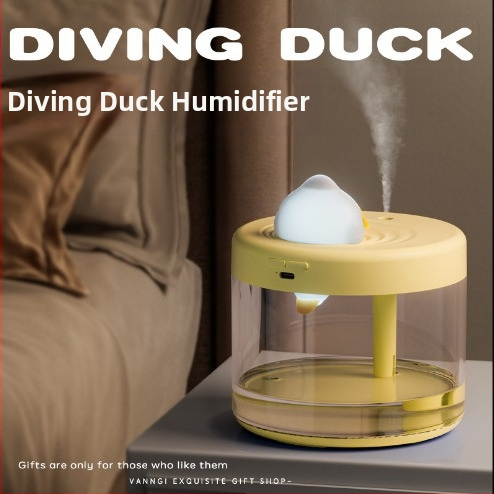 Umidificator de birou cu design rață scufundătoare, lampă ambientală, USB, model QSY01, pentru spații până la 10 m², rezervor ≤0,5 L, 1 ieșire ceață