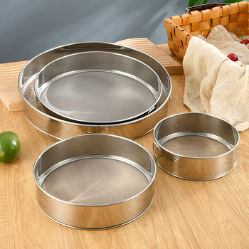 Sită de făină din oțel inoxidabil, plasă 40–60, rotund, manual, filtru fin