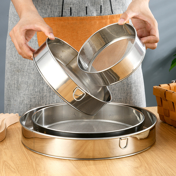 Sită de făină din oțel inoxidabil, plasă 40–60, rotund, manual, filtru fin