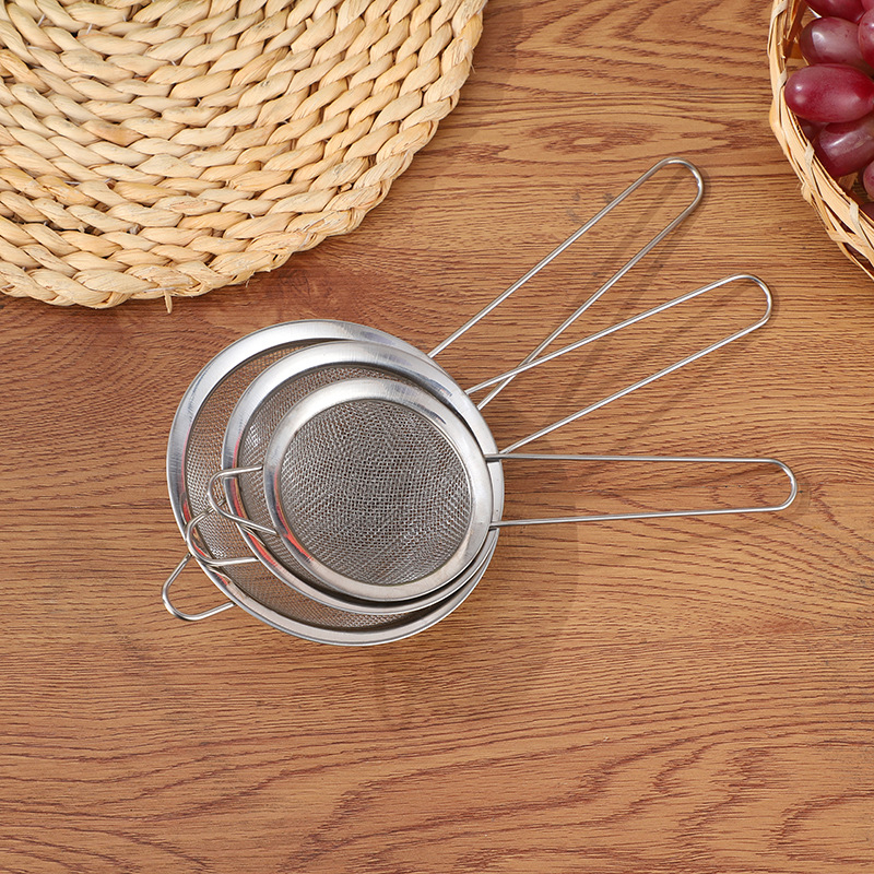 Sită manuală din oțel inoxidabil 201 pentru făină, filtrare suc și lapte de soia – antiderapant, rezistent la căldură, design modern minimalist