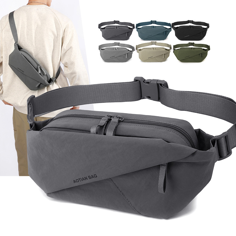 Férfiaknak szóló crossbody mellkas táska, városi minimalist stílus — Oxford szövet, légáteresztő, vízálló, ultrakönnyű