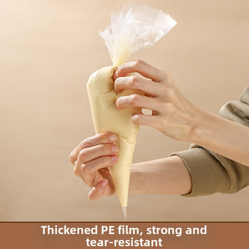 Egyszer használatos díszítő tasak csővel, élelmiszer-minőségű PE anyagból torta és sütemények dekorációjához