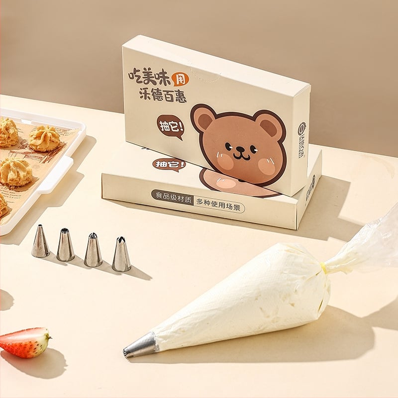 Egyszer használatos díszítő tasak csővel, élelmiszer-minőségű PE anyagból torta és sütemények dekorációjához