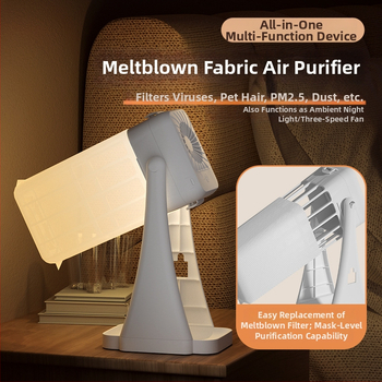 Καθαριστής αέρα με νυχτερινό φως και φωτοκαταλυτικό μηχανισμό - αφαιρεί οσμές από κατοικίδια και γύρη - καλύπτει 21-30 m² - ροή αέρα 50 m³/h - USB τροφοδοσία