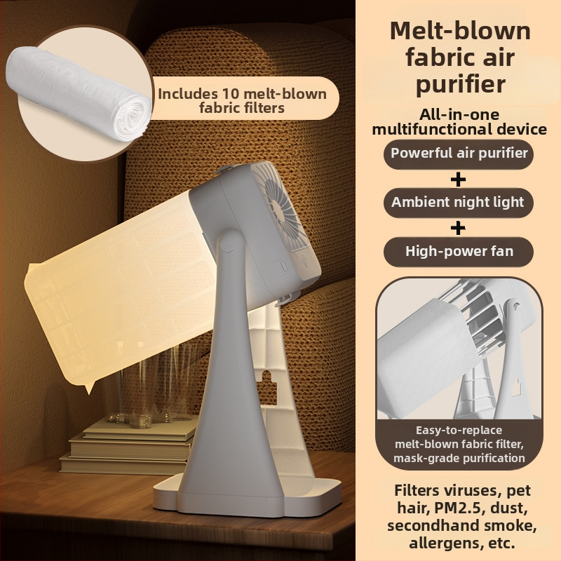 Καθαριστής αέρα με νυχτερινό φως και φωτοκαταλυτικό μηχανισμό - αφαιρεί οσμές από κατοικίδια και γύρη - καλύπτει 21-30 m² - ροή αέρα 50 m³/h - USB τροφοδοσία