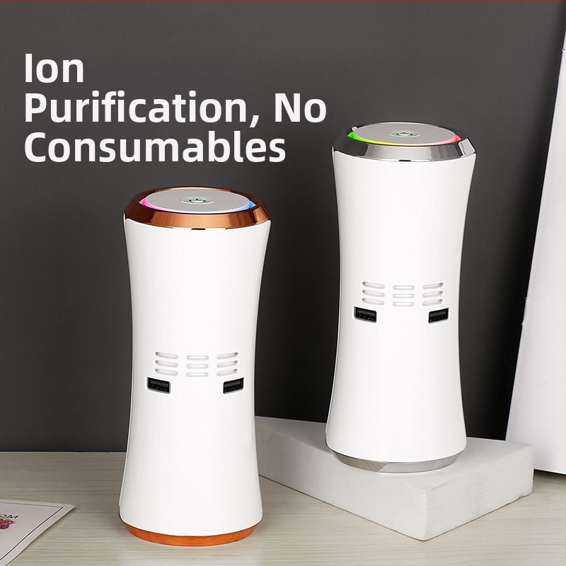 Automobilný čistič vzduchu AS12, USB napájanie 5V, 12W, koncentrácia záporných iónov 10 miliónov ión/cm³, pokrytie 10 m²