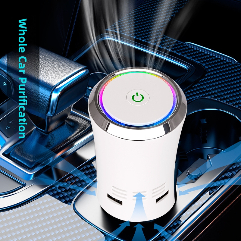 Automobilný čistič vzduchu AS12, USB napájanie 5V, 12W, koncentrácia záporných iónov 10 miliónov ión/cm³, pokrytie 10 m²