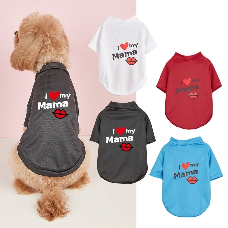 Majica za kućne ljubimce od poliestera, motiv psa i mačke, dizajn „I Love My Mama“, unisex