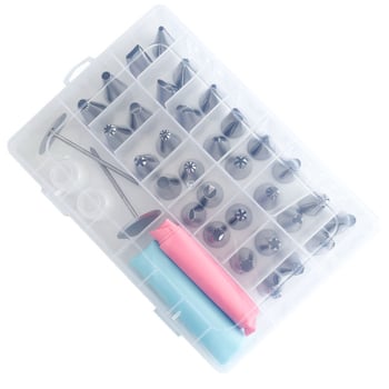 Set od 32 vrhova za ukrašavanje kolača, od nehrđajućeg čelika 430 + TPU + PP, koreanskog stila, u plastičnoj kutiji