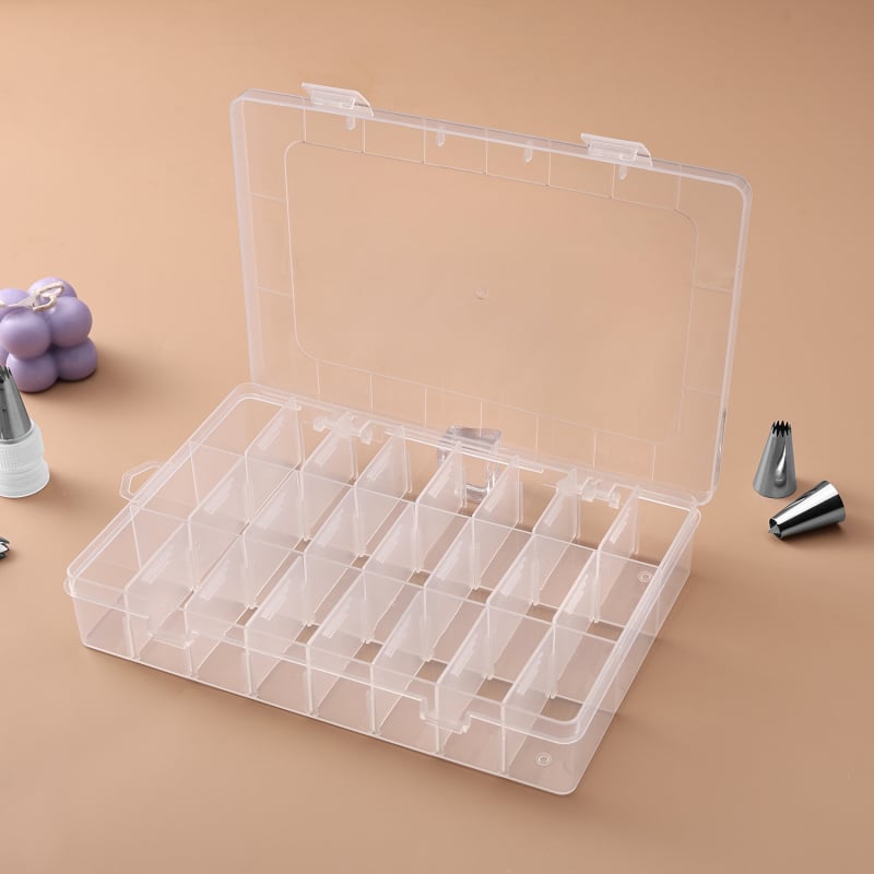 Kutija za pohranu vrhova za ukrašavanje, 24 pretinaca, prozirna plastika, moderni minimalistički stil