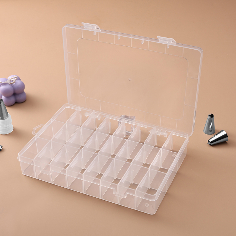 Kutija za pohranu vrhova za ukrašavanje, 24 pretinaca, prozirna plastika, moderni minimalistički stil