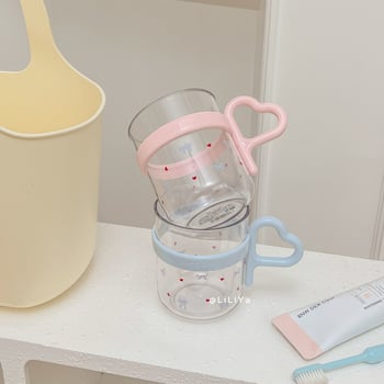 Prozirna zdjelica za ispiranje usta i čaša za četkicu za zube u obliku srca — Materijal: plastika, Težina: 93 g, Mogućnost tiska logotipa, Prilagodba, Pakiranje: Opp vrećica