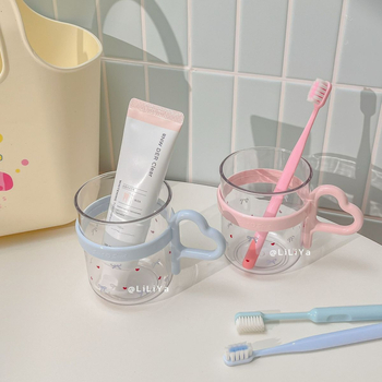 Prozirna zdjelica za ispiranje usta i čaša za četkicu za zube u obliku srca — Materijal: plastika, Težina: 93 g, Mogućnost tiska logotipa, Prilagodba, Pakiranje: Opp vrećica