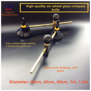 Tăietor de sticlă cu role, design cu șase roți; pentru tăierea cercurilor și a găurilor pentru hotă; Boao Diamond Tools; aliaj dur
