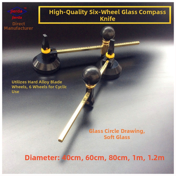 Tăietor de sticlă cu role, design cu șase roți; pentru tăierea cercurilor și a găurilor pentru hotă; Boao Diamond Tools; aliaj dur