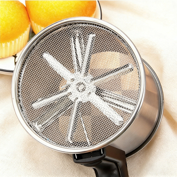 Sită de făină din oțel inoxidabil, portabilă, cu două straturi, presiune manuală
