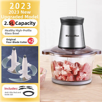 Kućni mlin za meso, potpuno automatski, tijelo od nehrđajućeg čelika, 4 oštrice, kapacitet 1–3 L, motor brzine ispod 10 000 rpm