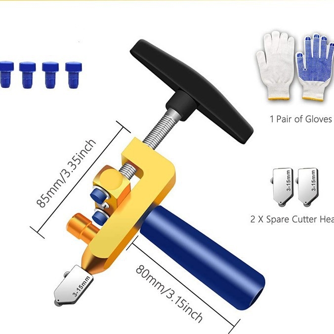 Paisheng aluminijski 2-u-1 rezač pločica s nožem za staklo i valjkom