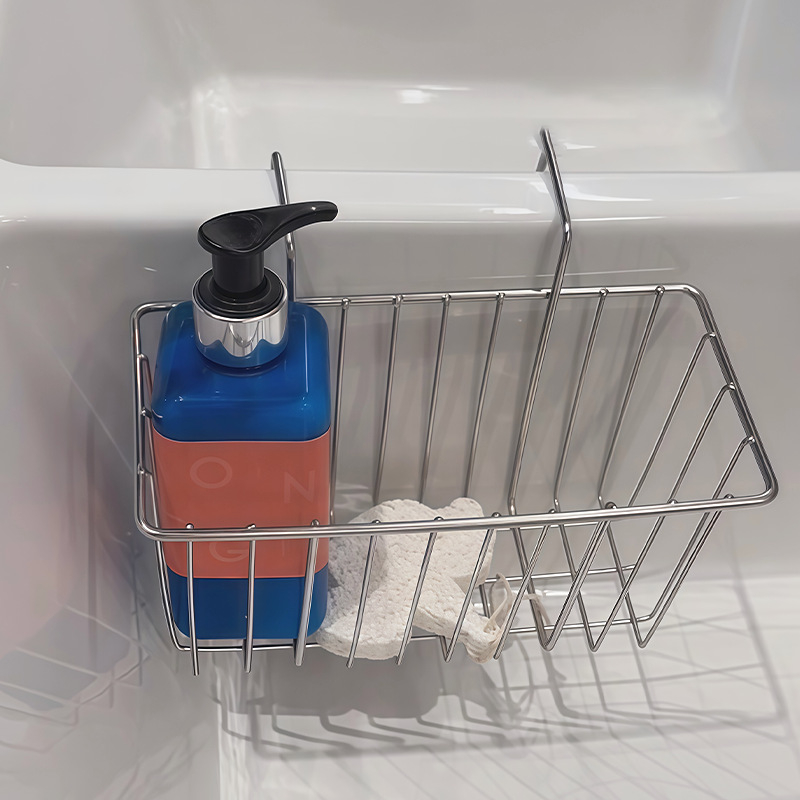 Raft de depozitare din oțel inoxidabil INS stil – Organizator de machiaj și poliță de duș, 1 nivel, 304 oțel inoxidabil, acoperire electroplating, încărcare 5–10 kg, fără montaj, Four Seasons