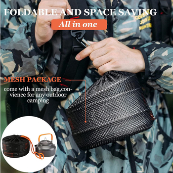 DS308 Vanjski set posuđa za kampiranje: aluminijska legura, prijenosan i ultra lagan, za 2–3 osobe, uključuje tavu, lonac i dodake, višefunkcionalno kuhanje, parenje i prženje