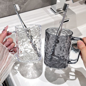 Plastična čašica za pranje zuba i ispiranje s uzorkom vodnih valova i ledenog uzorka, prozirna, model 18