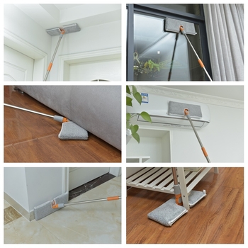 Prošireni mop za zidove s teleskopskom ručkom – glava od mikrovlakna, nehrđajući čelik, dvostruki pogon, valjkasti mehanizam stiskanja, Qianxili