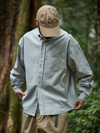 Pamučna košulja–jaknica, labav kroj, rever ovratnik, dugi rukavi, japanski retro stil