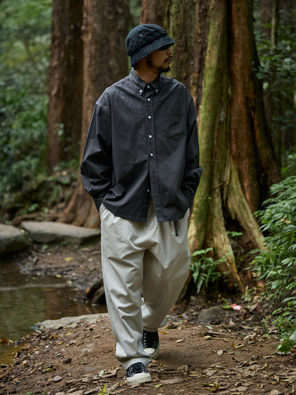 Pamučna košulja–jaknica, labav kroj, rever ovratnik, dugi rukavi, japanski retro stil